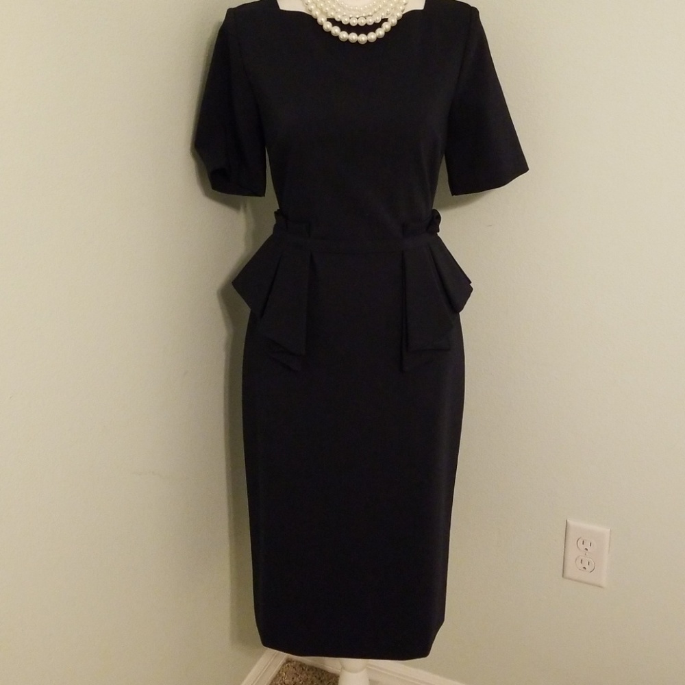 Raoul Sloane Peplum Dress in Midnight Blue